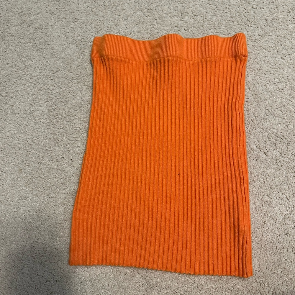 Princess Polly Orange Ribbed Mini Pencil Skirt